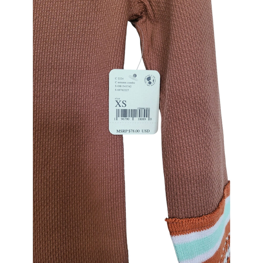 Free People Mikah Layering Cuff Thermal Henley Top Autumn Combo Size XS NWT - Picture 4 of 7